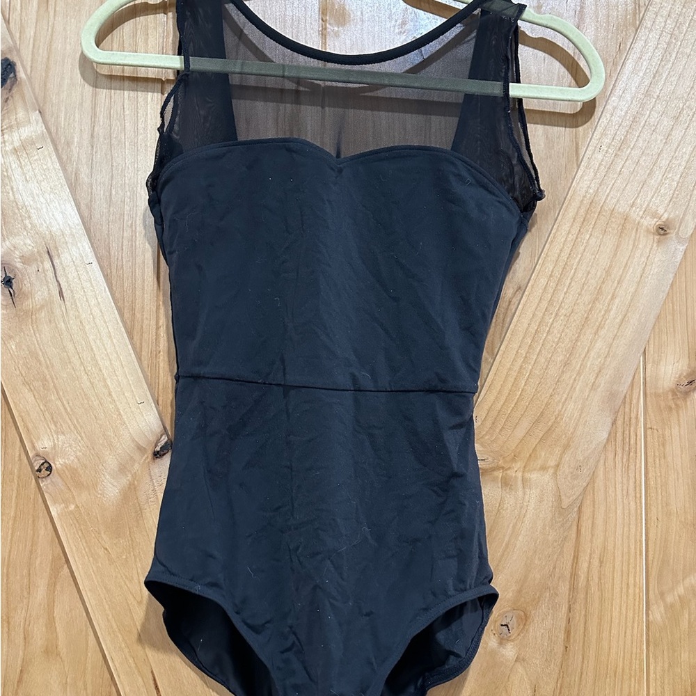 Capezio black leotard w/ mesh top Sz M